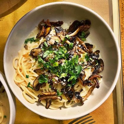 Crispy roasted mushroom cacio e pepe